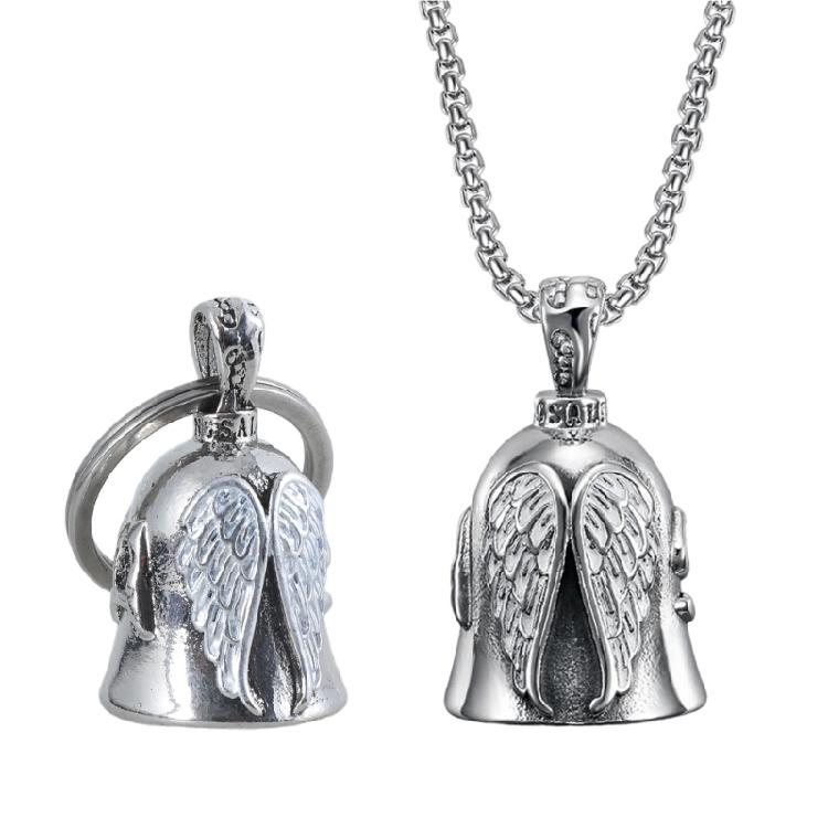 Stainless Steel Motorbike Bells Bicycles Positive Energy Charm Good Fortunes Keychain for Peaceful Journey Road Blessing