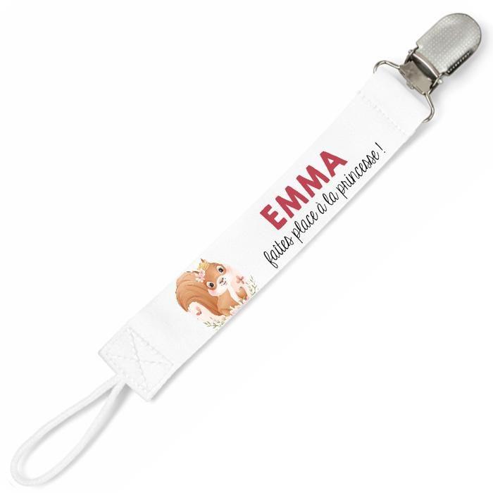 Planetee Attache tétine pour prénom EMMA faites place a la princesse | Attache sucette cadeau naissance