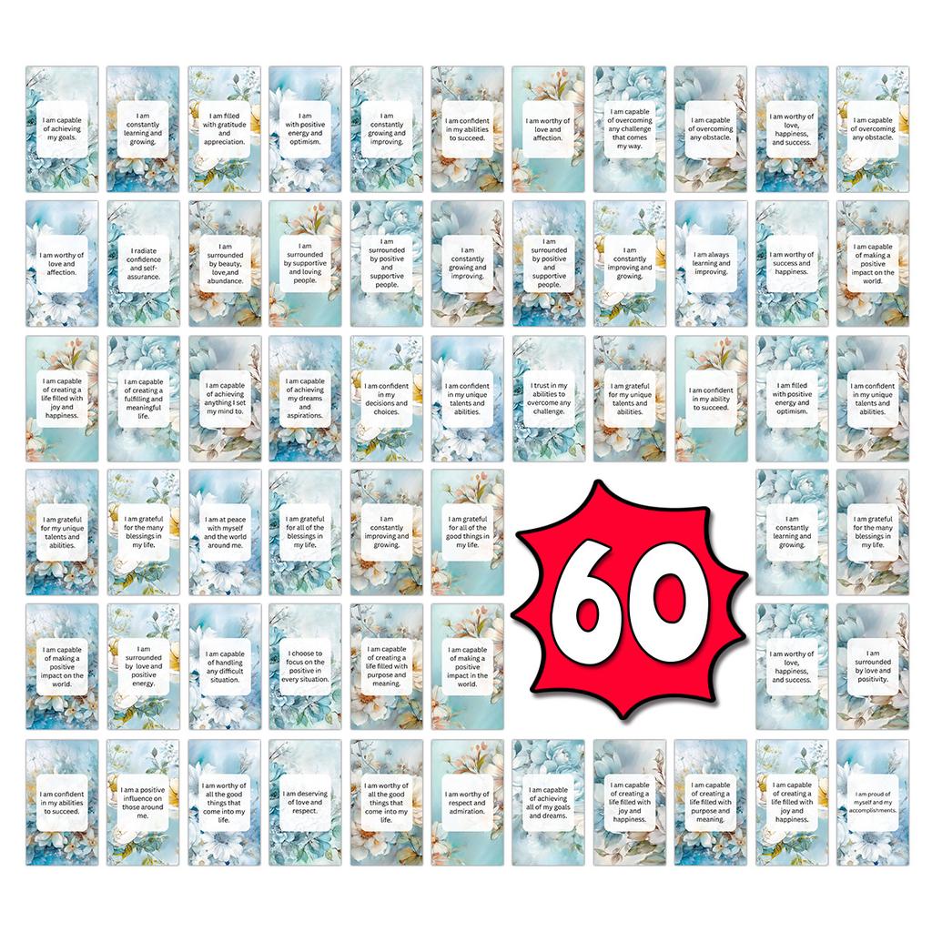 60pcs Women Affirmation Cards, Daily Positive Quotes, Self-Encouragement Motivational Cards for Mental Wellness, Gifts Idea