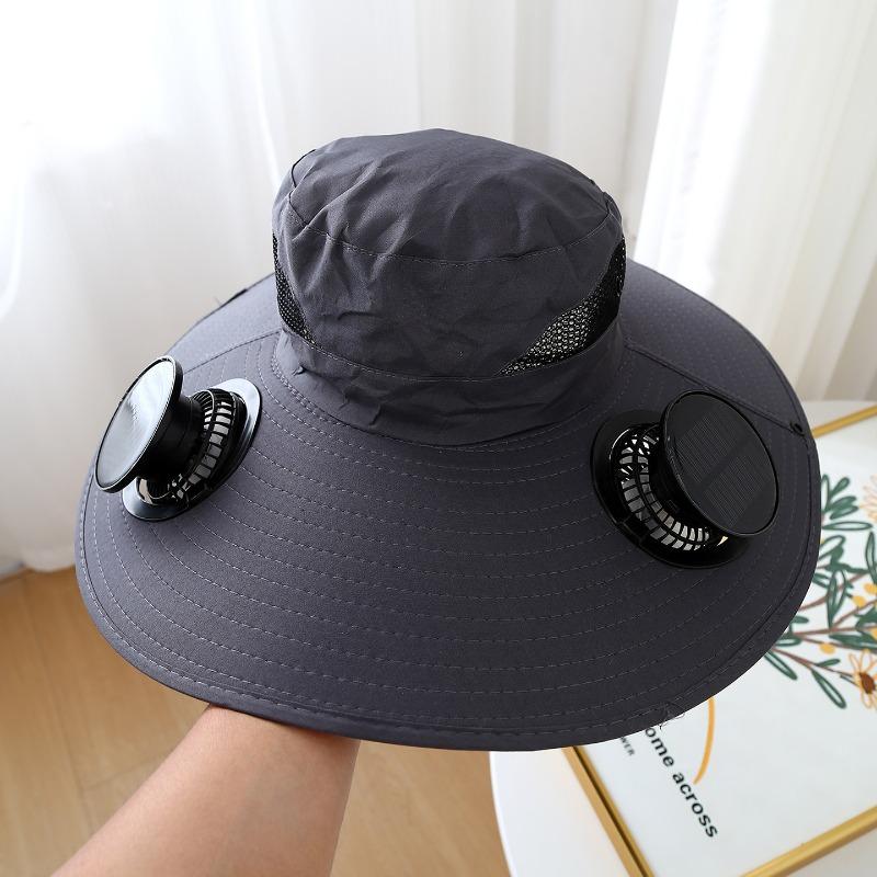 Quick Dry Bucket Hat with Solar Powered Fan USB Rechargeable Sun Hat for Outdoor Hiking Camping Fishing Large Size