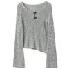 Sancai V-Neck Slim Fit Knit Pullover with Bow Detail
