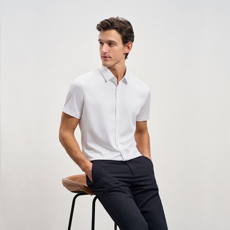 EMZ Men's Versatile Business Casual Short Sleeve Shirt