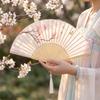 Antique Folding Fan Bamboo Frame Handheld Fan Women Fan Decorative Fan  Cheongsam Matching