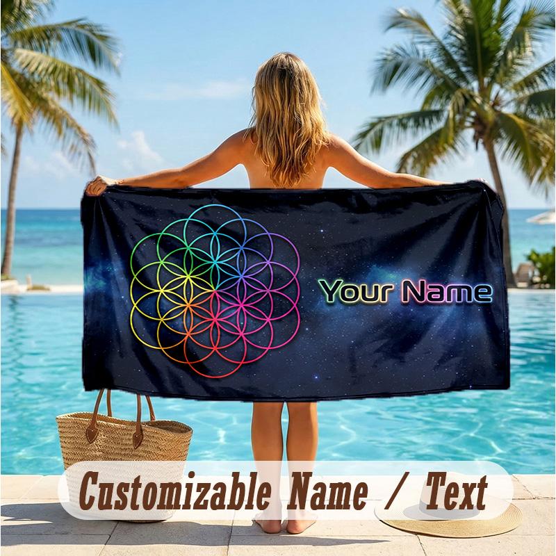 Custom Text Beach Towel, Soft Absorbent Swimming Multi-use TowelColdplay