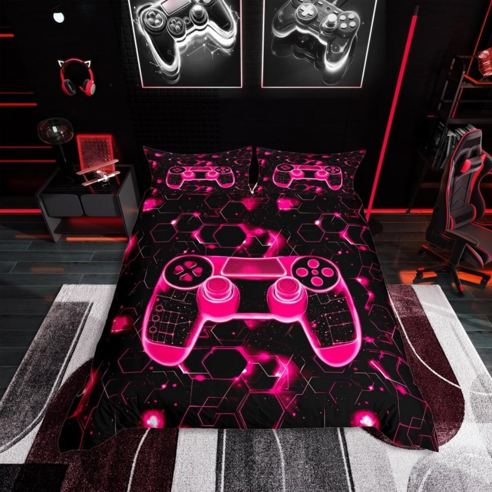 

Homewish Neon Lime Gamepad Duvet Cover Set for Boys,Honeycomb Abstract Bedding Set,Mystic Glitter Galaxy Reversible Bed Set DE XS 100x135cm 2pcs&set
