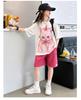 Girls' Summer Casual Set New Korean Style Fashionable Loose Girls' Summer Short Sleeved Shorts Set