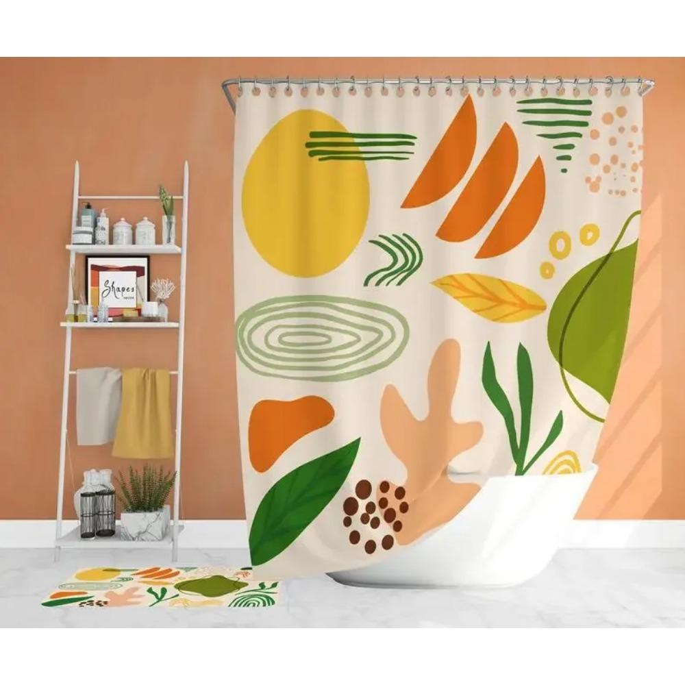 

Sunset Landscape Abstract Shapes Shower Curtain Bohemian Bathroom Decoration 90x180 cm