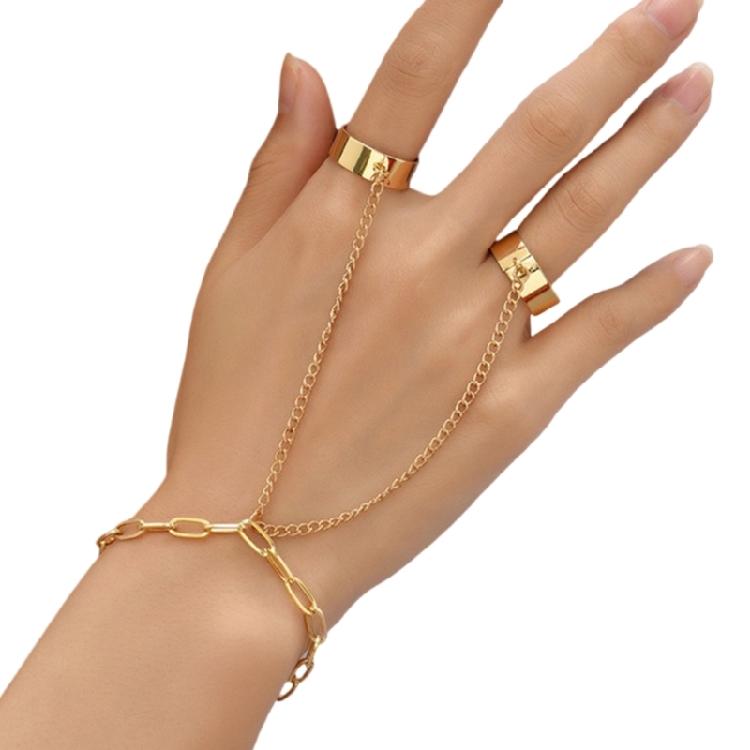 Minimalist Gold Plated Hand Chain Bracelet Zinc Alloy Stackable Jewelry Stylish Wrist Accessory For Daily Occasions
