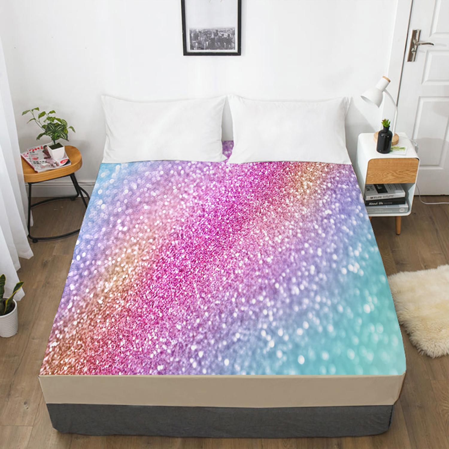 Модный домашний градиент цвета 3D-печатный узор простыня на резинке чехол для матраса — фото 7