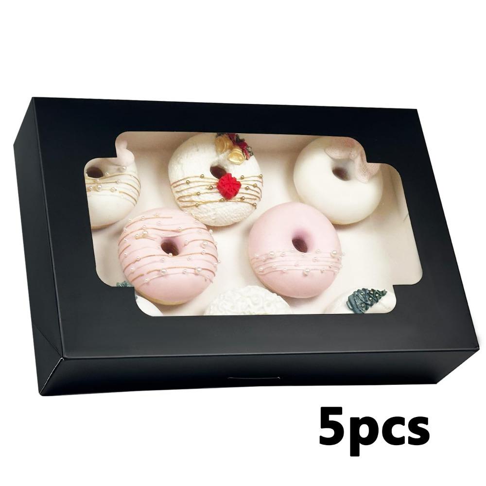 

5 шт. подарочных коробок с прозрачным окошком, автоматически выдвигающиеся коробки для угощений, подарочная упаковочная коробка на Рождество, День святого Валентина, Рождество, Новый год, праздничные принадлежности 5pcs чёрный