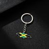 Ethnic Style Keyholder Keychain Souveniry Gift Stainless Steel Map Keychain Backpack Map Flag Shape Keyring for Unisex