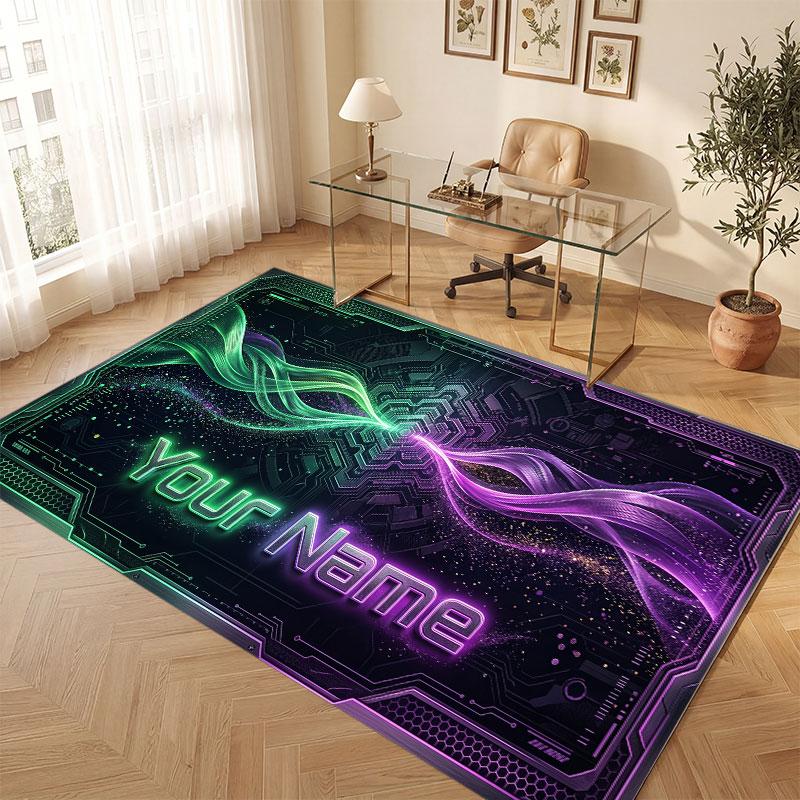 Abstract Personalized Theme Crystal Velvet Floor Rug Personalized Custom Name Text Warm Carpet Home Decoration