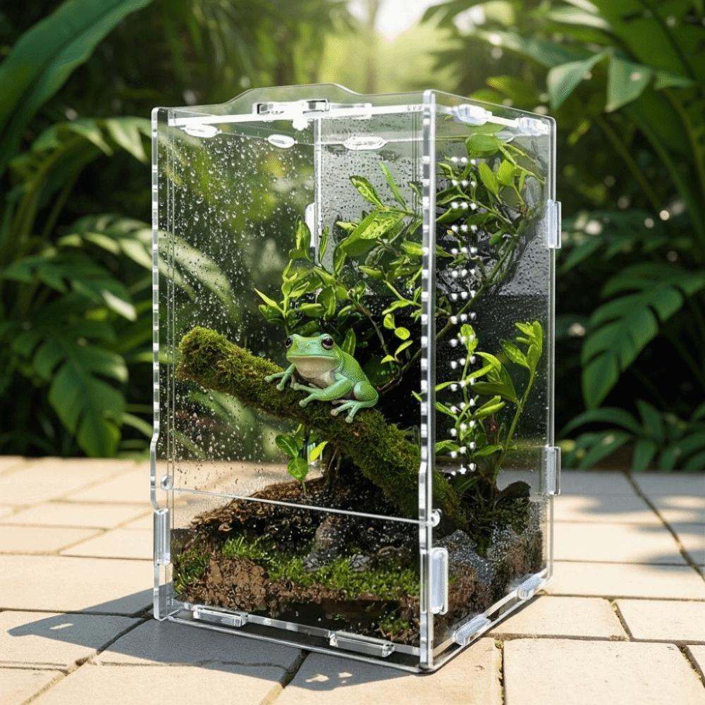Transparent Reptile Feeding Box Ventilated Buckle Lock Acrylic Crawler Box Anti-escape Lizard Enclosure For Lizard Spider