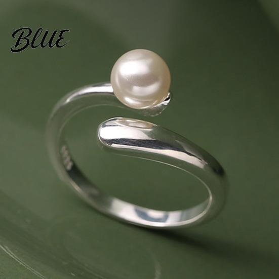 Adjustable Faux Pearl Ring Finger Natural Imitation Pearls Opening Band