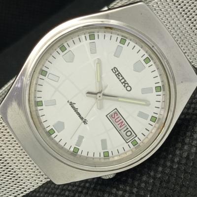 POUŽITÉ VINTAGE SEIKO 5 AUTO 6309A JAPONSKÉ PÁNSKÉ DEN/DATUM STŘÍBRNÉ HODINKY 588c-a313918-9