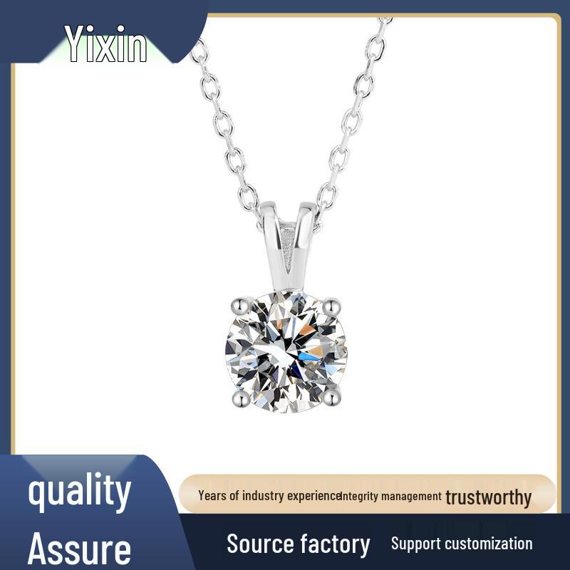 

S925 Sterling Silver Moissanite Necklace for Women - Elegant Versatile Design