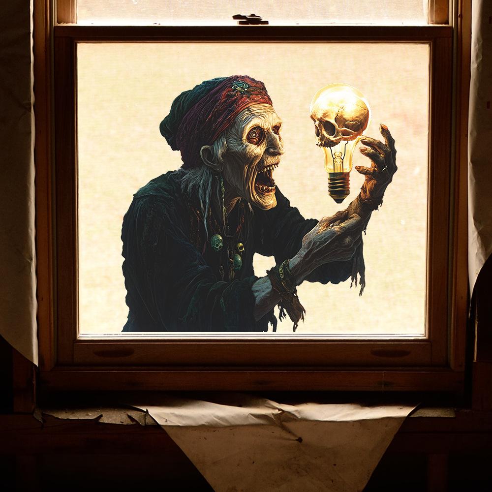 Halloween Horreur Zombie Balcon Vitrine en Verre Décoration de Fête à la Maison Autocollants de Fenêtre Statiques Vente en Gros