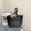 Fashi new large bag Korean style simple fashi versatile denim bow commuter design single shoulder handbag casual bag