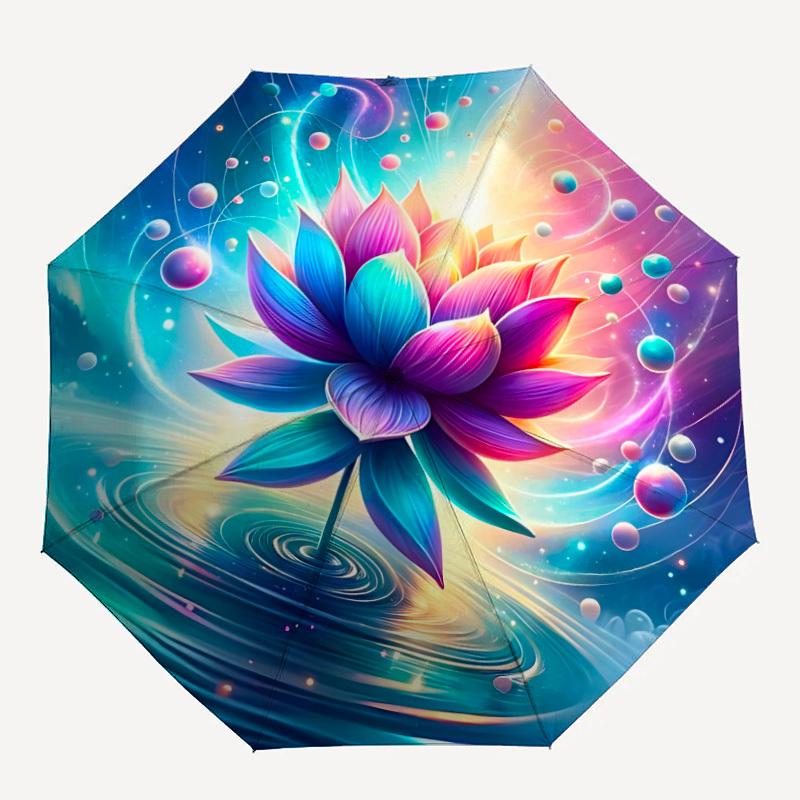

1pc Lotus Bloom Automatic Folding Umbrella with 8 Bones, 3-Fold Compact Umbrella, Compact Design On-the-Go Essential, casual outdoor accesso