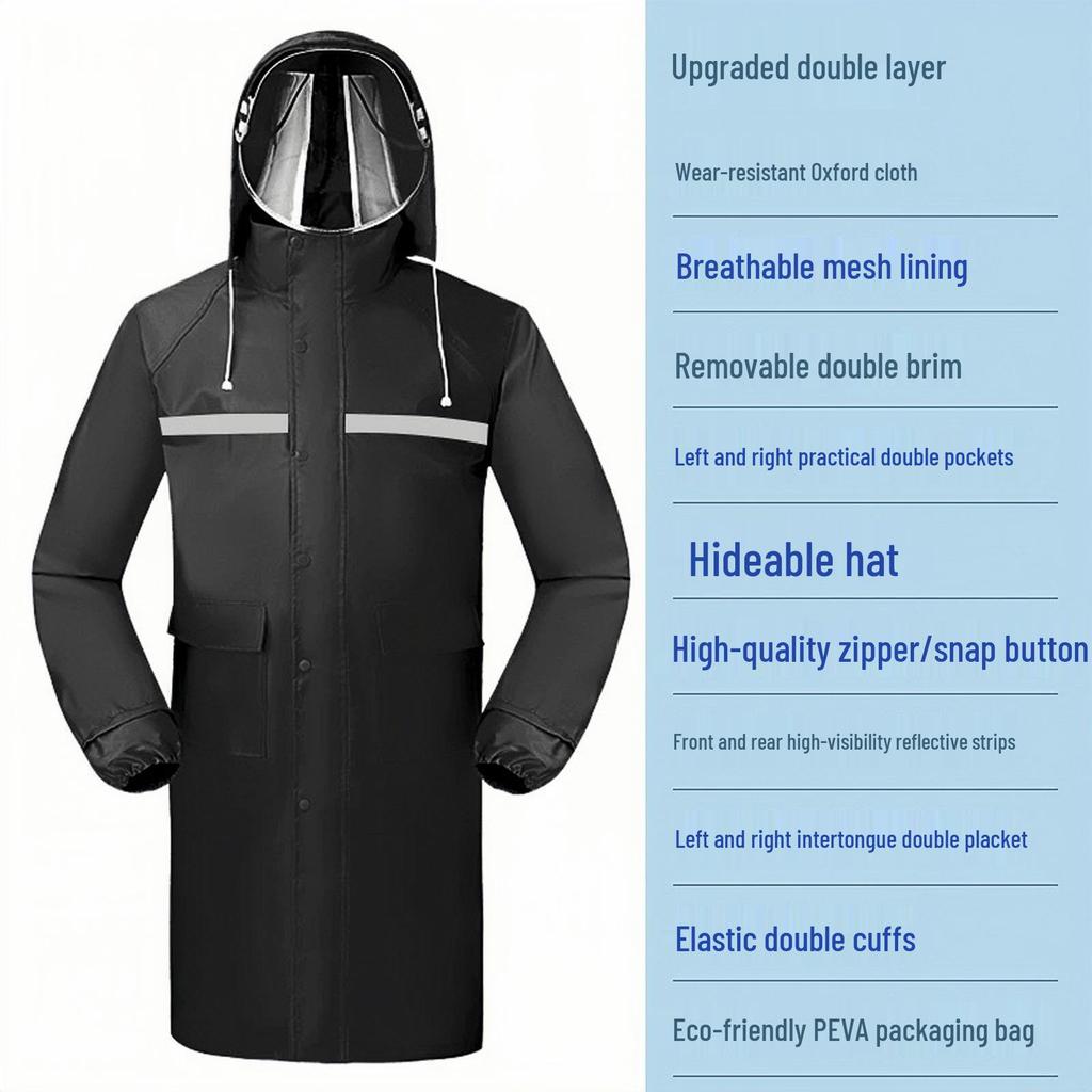 New Fashion Full-Length Outdoor Raincoat - Extended Hiking & Cycling Windbreaker