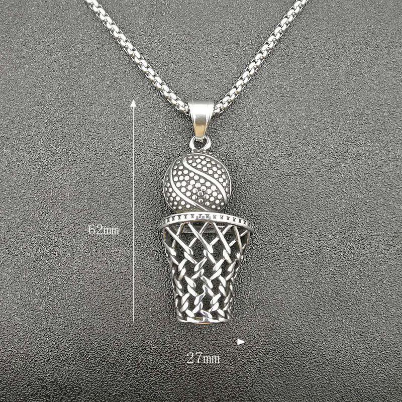 Fashion Hip-Hop 316L Stainless Steel Frame Men Necklace Silver Color Pendant Steel Necklace Men Basketball Sports Jewelry