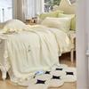 1Pc Solid Color Cool Feeling Summer Quilt Korean Style Ins Ruffle Edge Air Conditioning Thin Comforter Home Queen Size Bedding