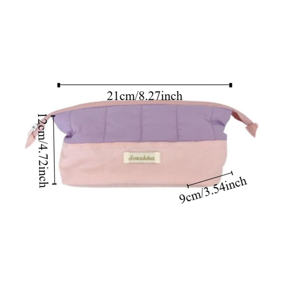 Colorblock Cute Makeup Bag Zipper Pencil Case Casual Stationery Bag Student