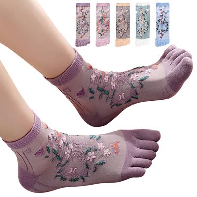 5 Toe Hard To Take 5 Toe Odor One Size Fits Medium Length of 5 Pairs In 5 [MgDa] Women's Socks, Off, Socks, Breathable, Resistant, Most, (H Flower/Set