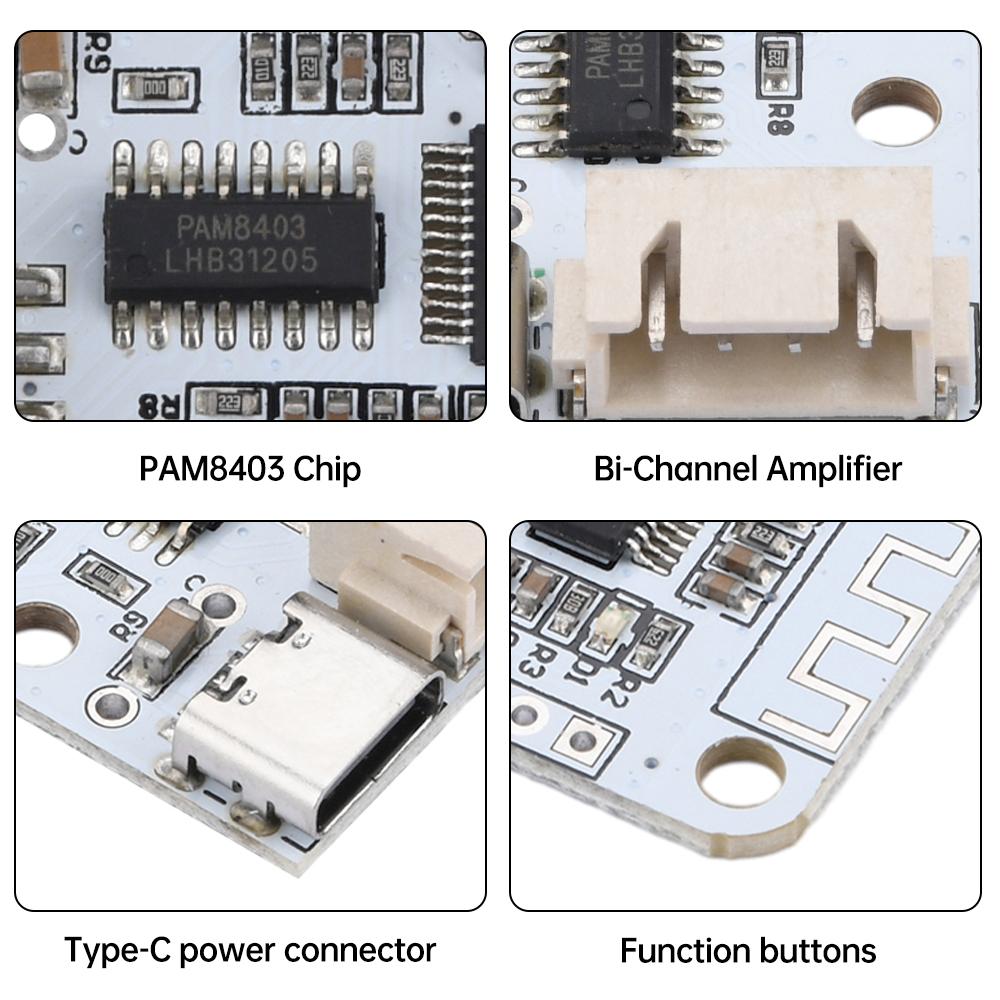PAM8403 Wireless DC5V Bluetooth 5.0 3W+3W Stereo Audio Receiver Module Digital Amplifier Sound Board TYPE-C