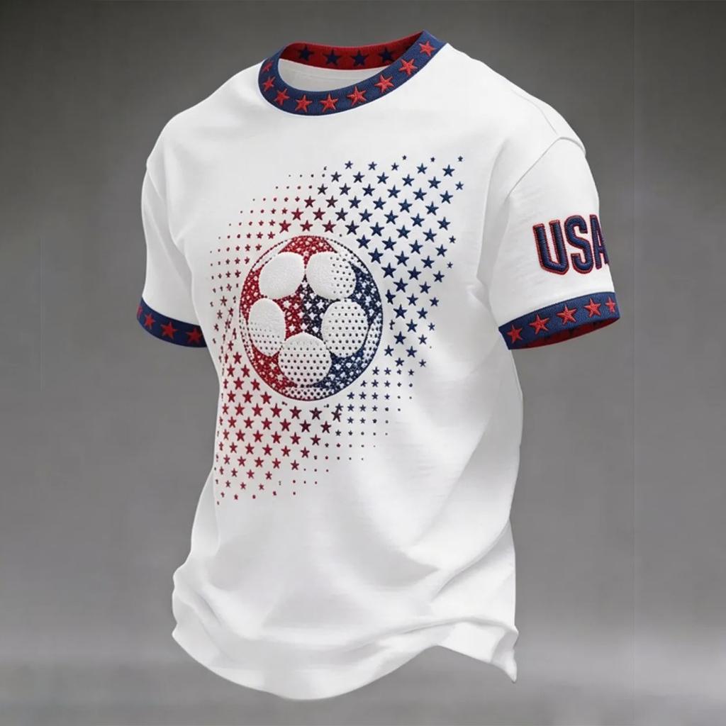 Men's Casual Crew Neck Lightweight Breathable Short Sleeve Top Soccer Print World Letter Pattern Sports Tee Shirt