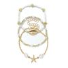 3Pcs Seaside Bohemian Starfish Shells Bracelets Set for Women Gold White Color Rice Beads Bracelets Summer Beach Jewelry Gifts