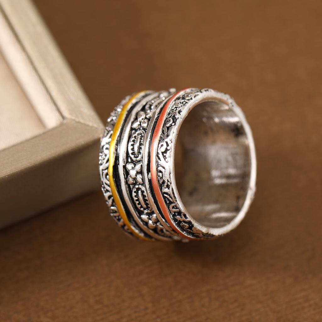 Bohemian Retro Ethnic Style Vintage Carved Ring Copper Material Women Niche Ring For Daily Matching