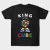 Heren Zwart Print T-shirt Koning Van De Kubus, Rubik'S, Rubiks Kubus, Rubik Kubus Spel, Leuk Cadeau Voor Cuber, Draaiende Rubix Zonder Knip Transferpapier Print Katoen
