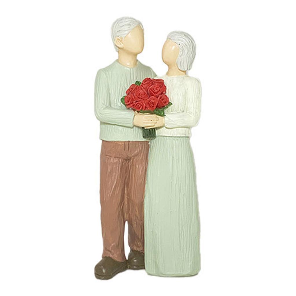 Resins Decorative Statue Commemorates Special Anniversaries Romantics Loving Elderly Couple Sculpture for Valentines Day