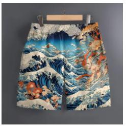 Beach shorts, Hawaiian men s pattern, casual sports, men s casual fashion shorts S
