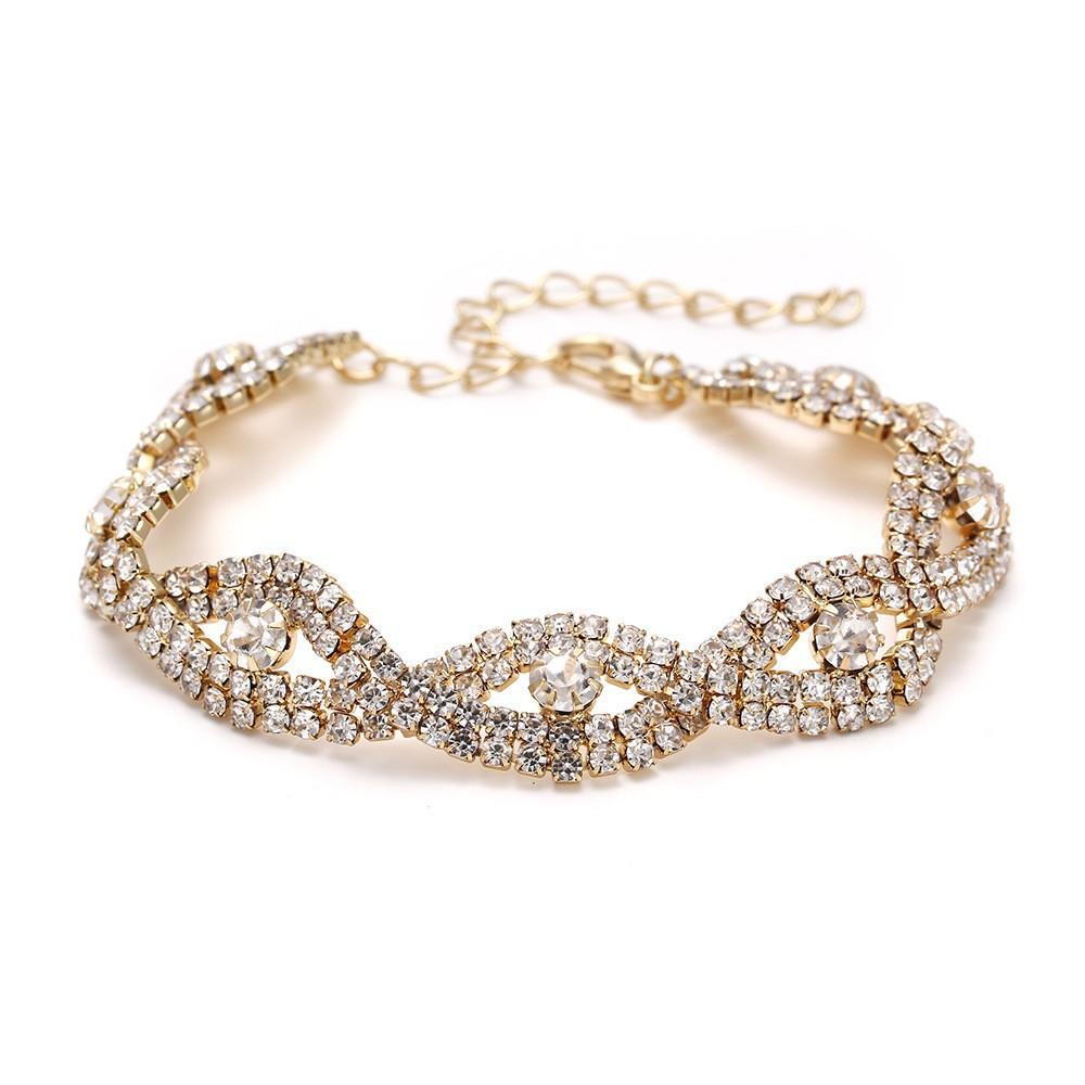 Popular Bridal Necklace Earrings Jewelry European and American Fashion High Sense Versatile Clavicle Chain Simple Rhinestone Jewelry