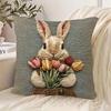 Rabbit With Tulips Throw Cushion Covers Chair Living Room Pillowcase Cozy Zipper Sofa Pillow Covers Bedroom Indoor Home Decor