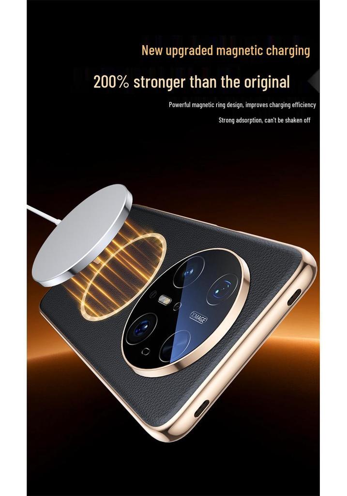 Huawei Mate70air Phone Case with Lens Film, SUP-AL90: Trendy Leather Texture, Full Coverage Lens, Magnetic Suction