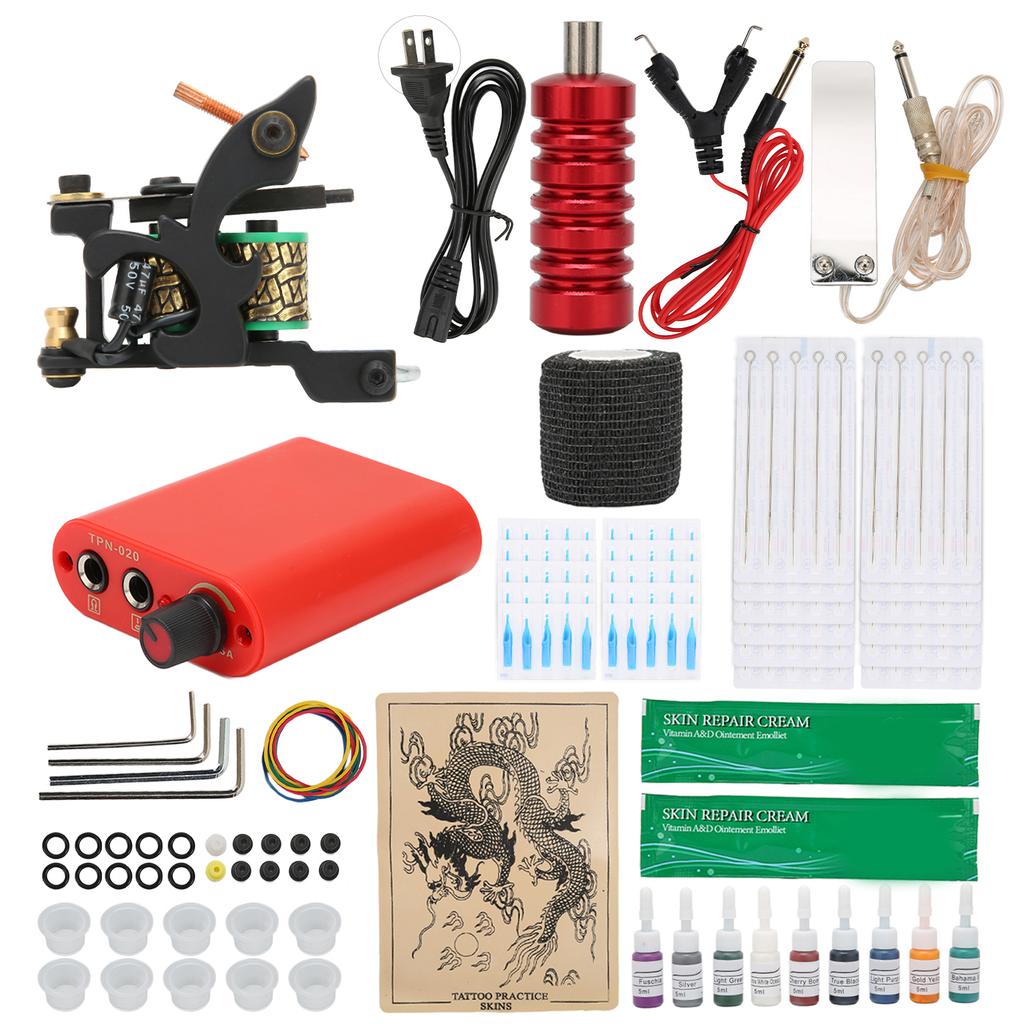 Professional Tattoo 8 Wrap Coil Machine Kit Tattoo Power Supply for Tattoo Artists Beginners
