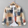 Men's Spring Literary Casual Loose Tops Youth Long Sleeve Printed Lapel Shirt