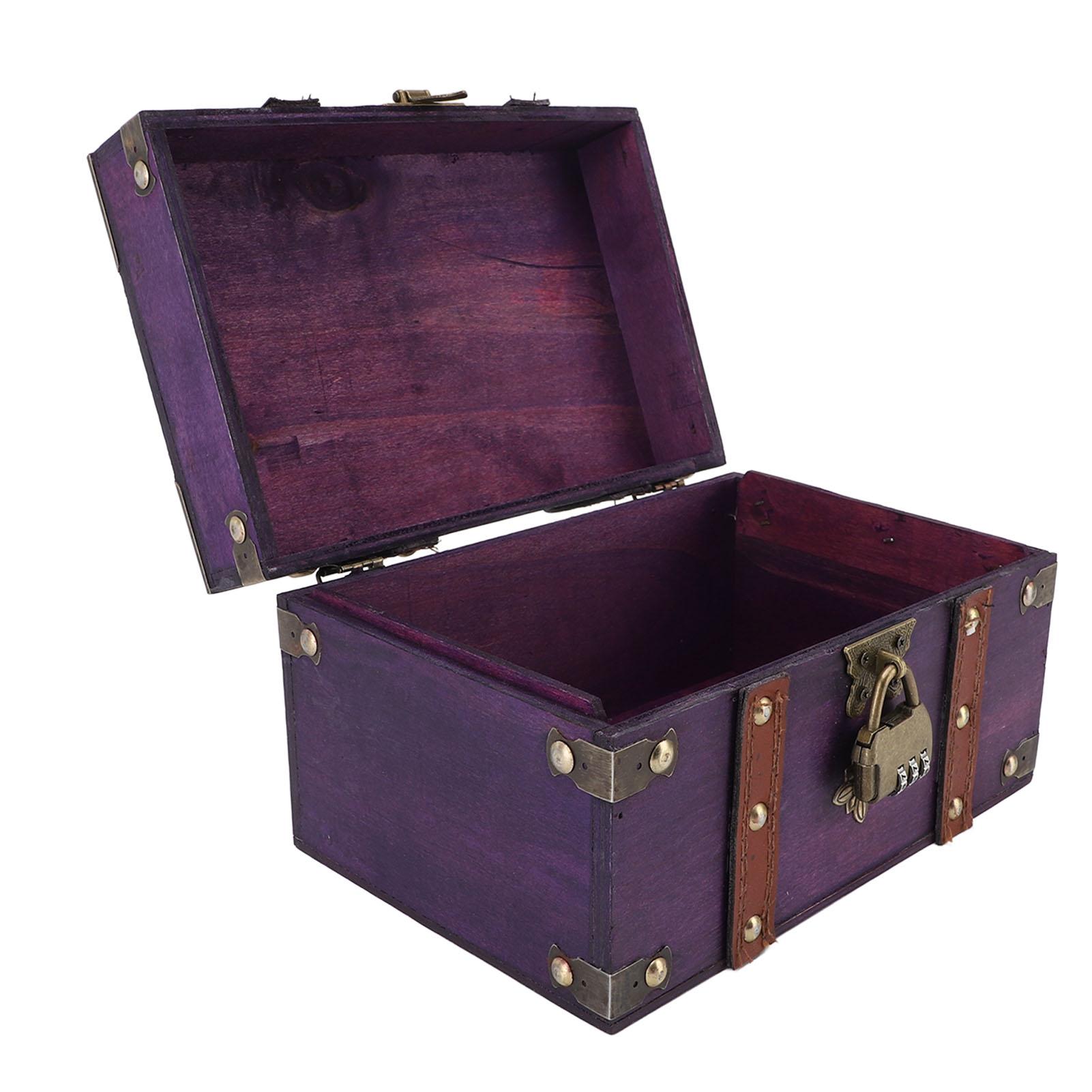 

Wooden Treasure Chest with Lock Rectangle Antique Wood Jewelry Storage Box 22x15x13cm for Storing Jewelry Necklaces Rings