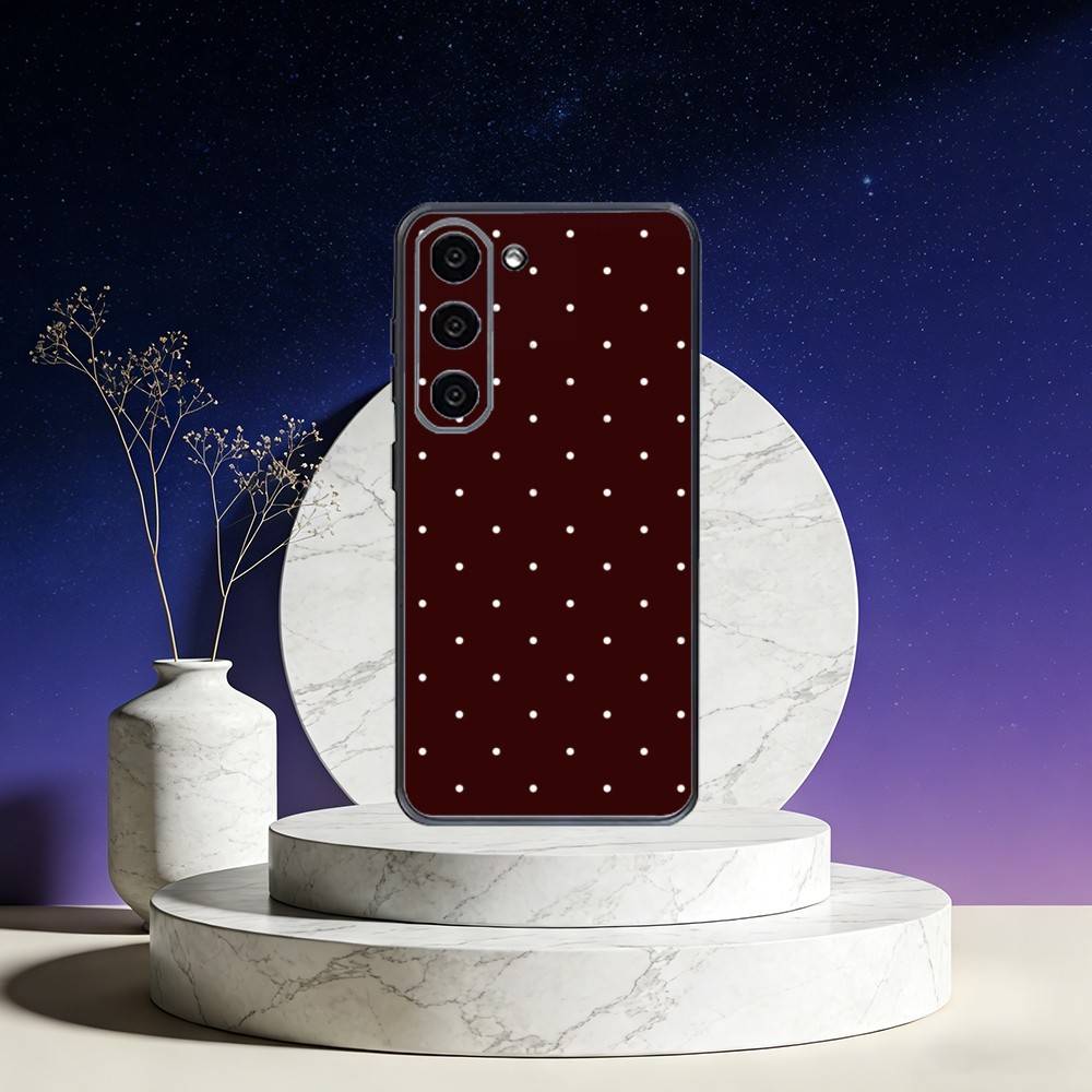 INS Brown Red Polka Dots Phone Case For Samsung Galaxy A73,A72,A71,A70,A53,A52,A51,Others Soft Black Cover