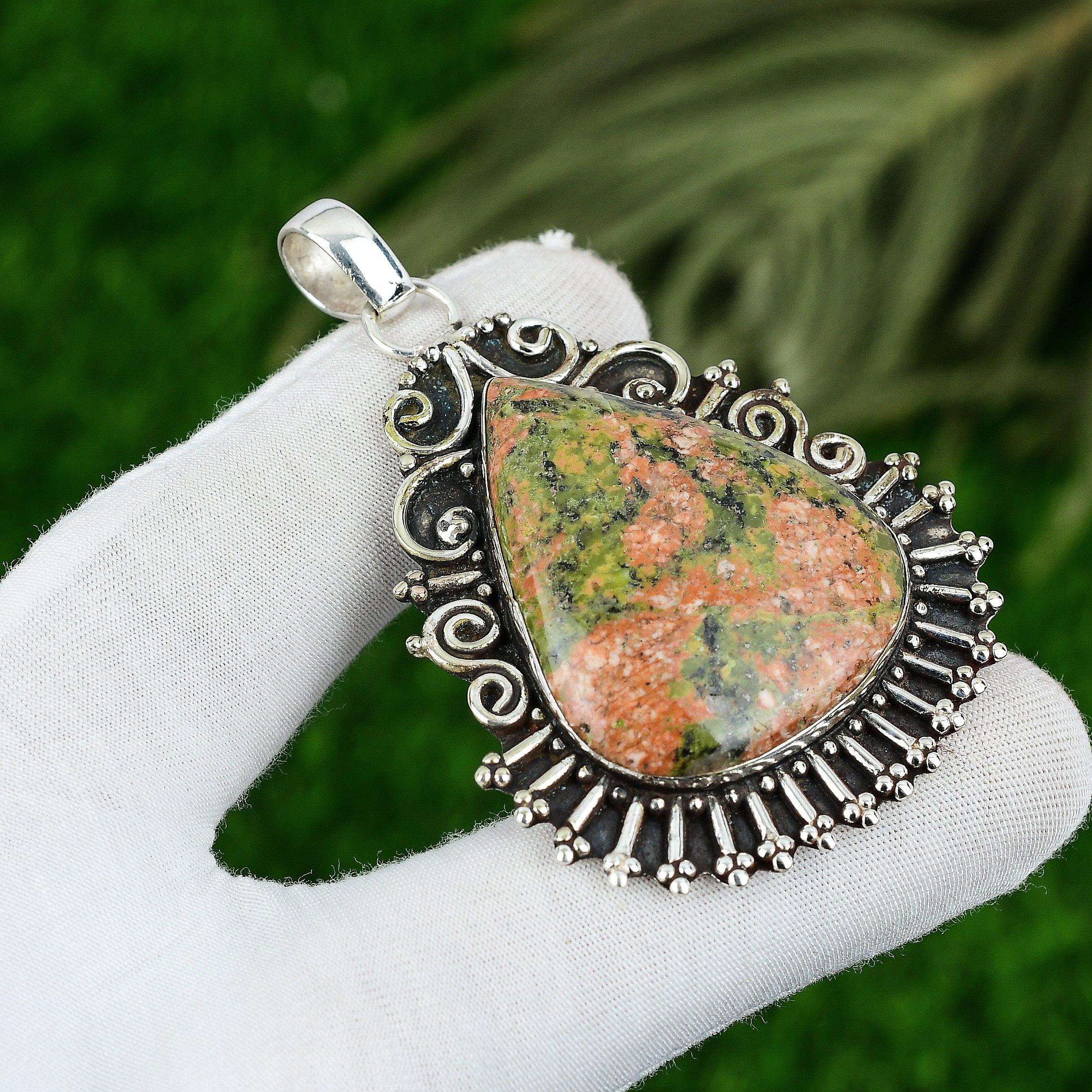 

Sisters Day Deal 925 Sterling Silver Pear Unakite Stone Daughter Pendant Jewelry