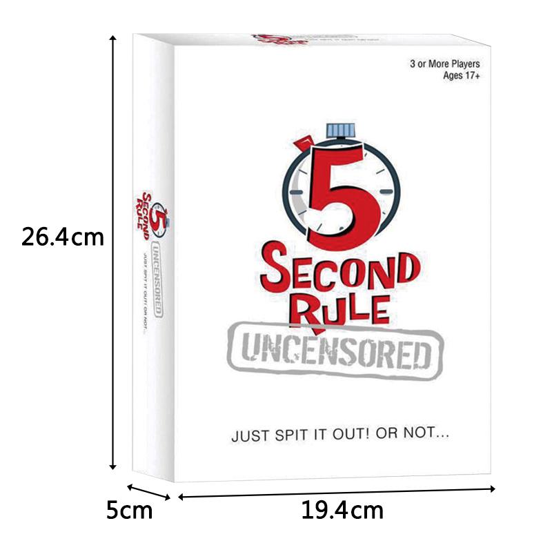 5 SECOND RULE UNCENSORED Fun Fast Paced Card Game for Adults and Teens 17+ Perfect for Friends Game Night