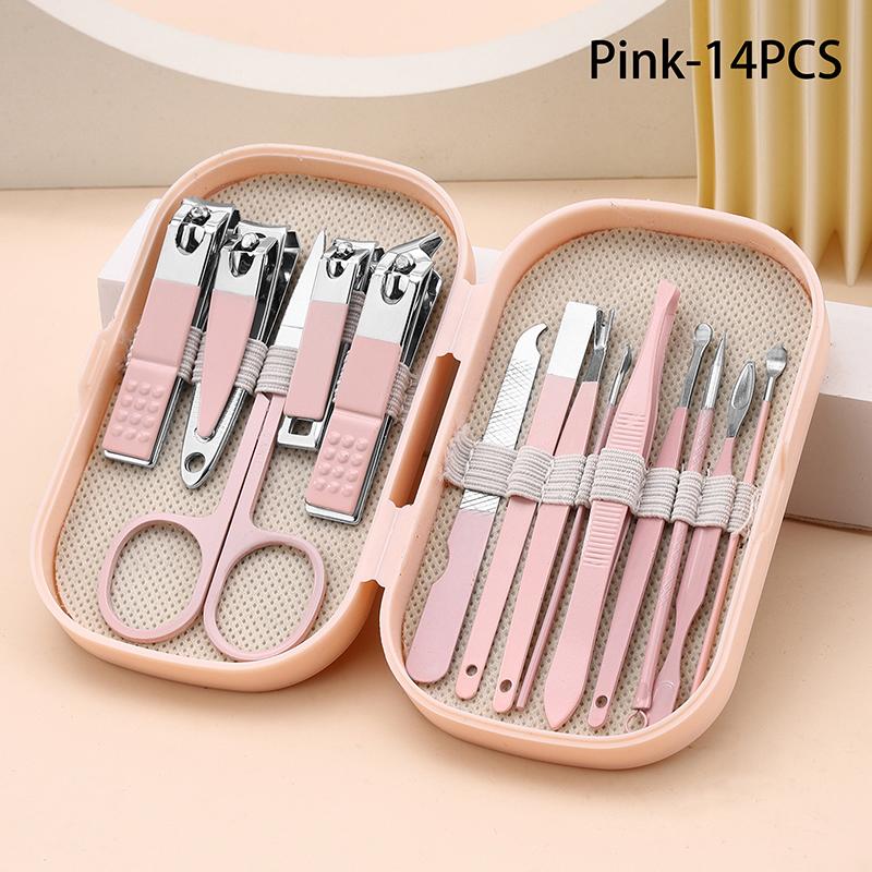 8/14/18pcs Nail Clipper Set Stainless Steel Manicure Pedicure Kit Portable Travel Case Earpick Nail File Foot Care Tool