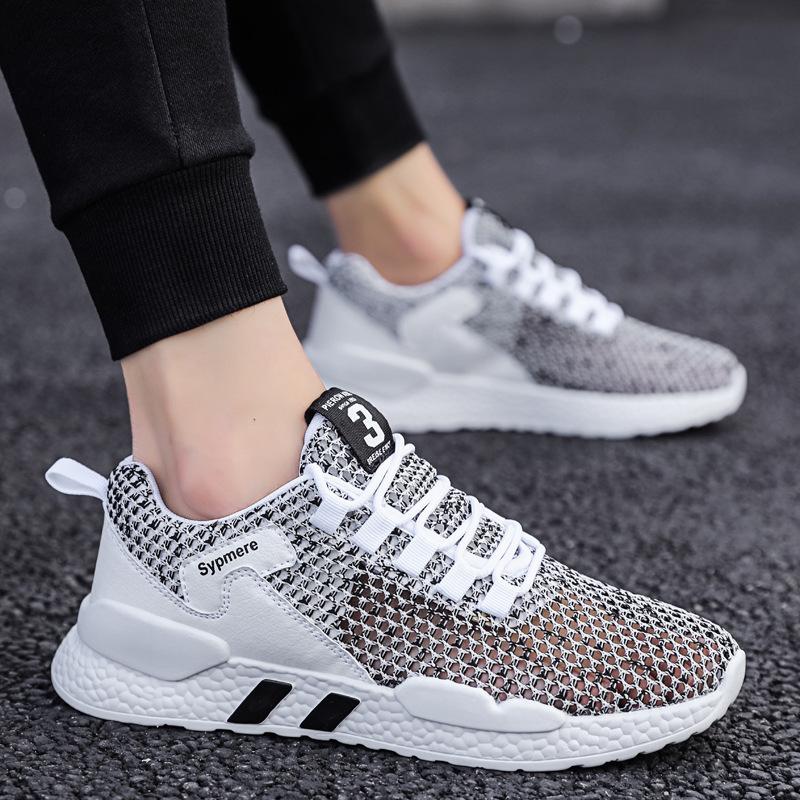 Cut-out single mesh shoes men's shoes casual mesh sneakers 2025 summer flat mesh light running shoes