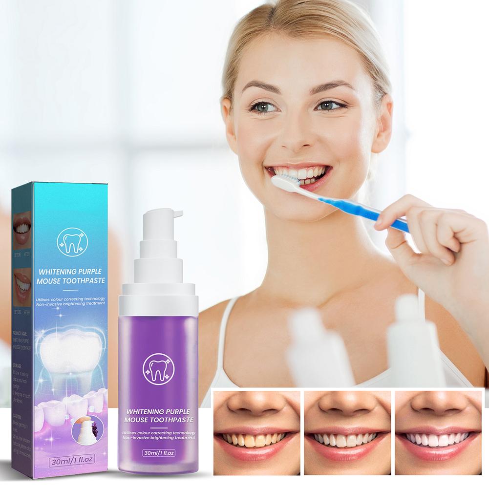 30 ml Zubní pasta na odstranění skvrn na zuby Zubní pasta Purpurová zubní pasta Čištění úst pro bělení zubů dospělých