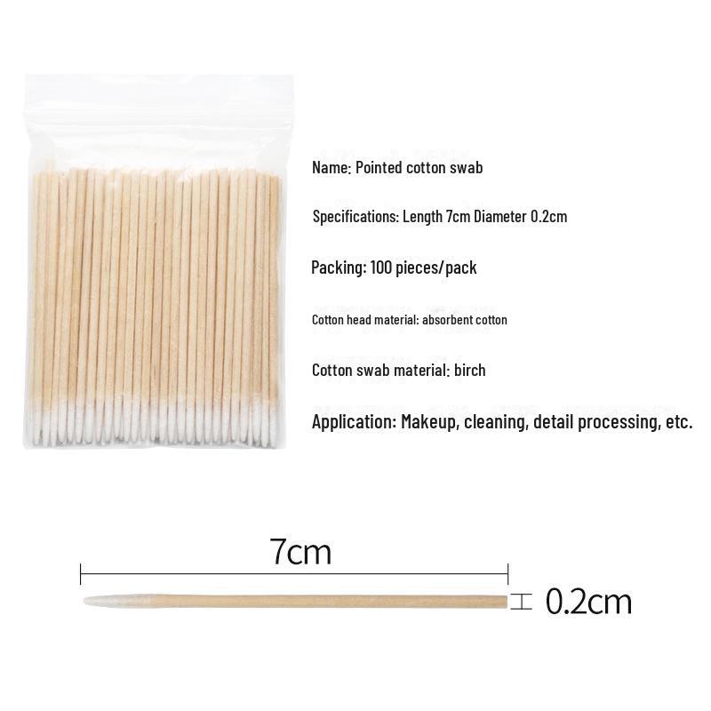 Pointed Wooden Cotton Swabs for Eyelash Grafting & Makeup Cleaning