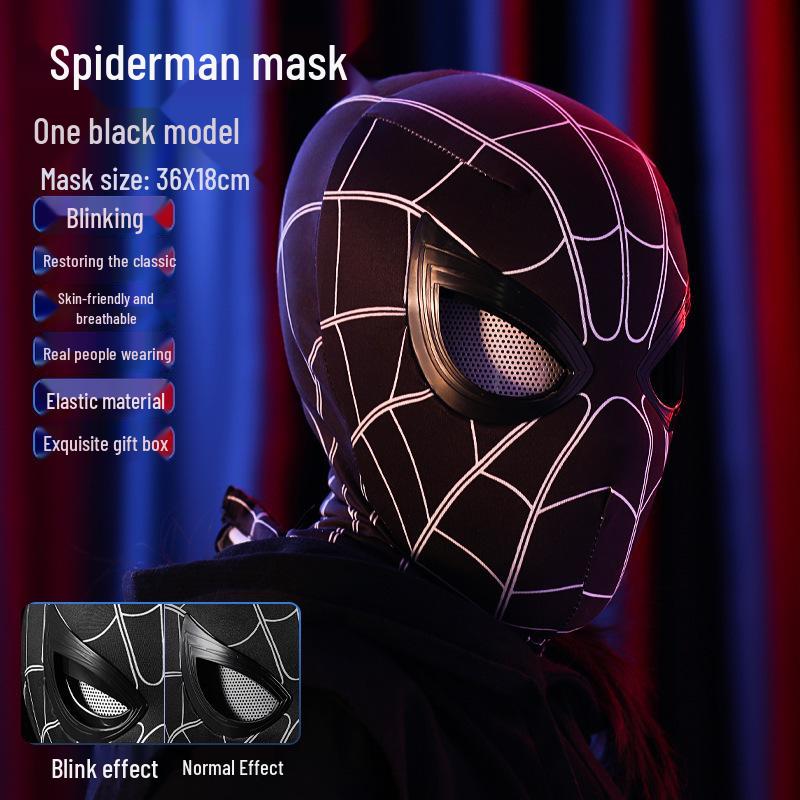 Remote-Control Spider-Man Mask with Blinking Eyes and Lights for Cosplay