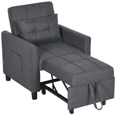 Linen-Look Single Chair Bed - Grey
